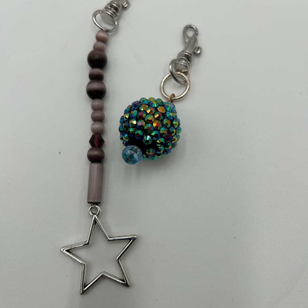 Colorful Beaded Keychains or zipper pulls with Star Charm